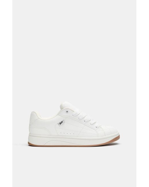 Pull&Bear White Stwd Chunky Skate Trainers for men