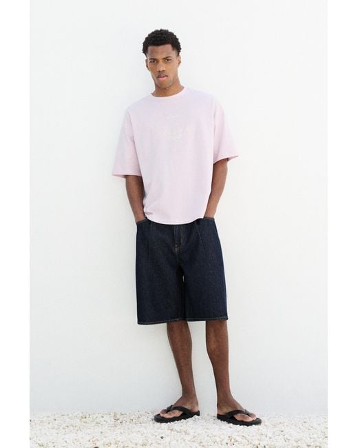 Pull&Bear Pink Relaxed Williamsburg Graphic T-Shirt for men