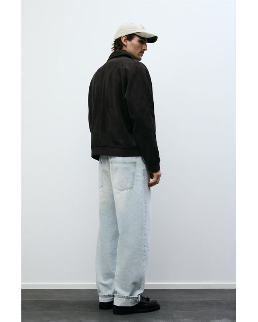 Pull&Bear Black Faux Suede Jacket for men
