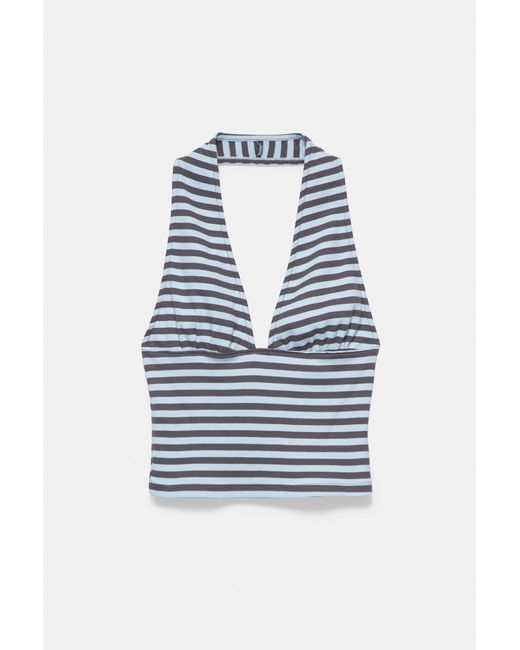 Pull&Bear Gestreepte Haltertop in het Blue