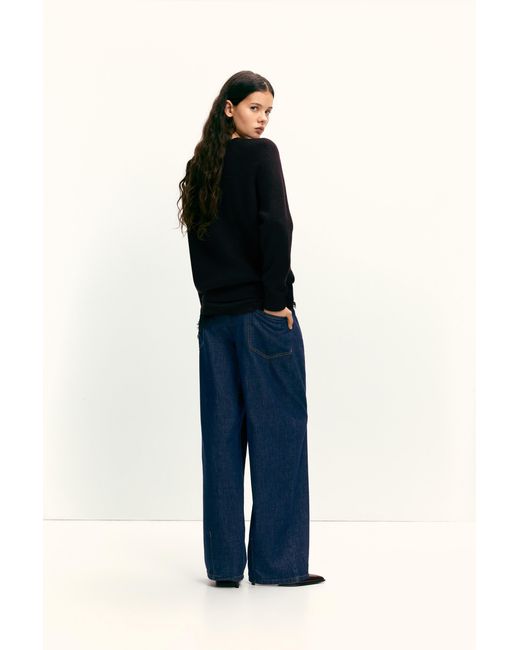 Pull&Bear Blue Oversize Round Neck Sweater