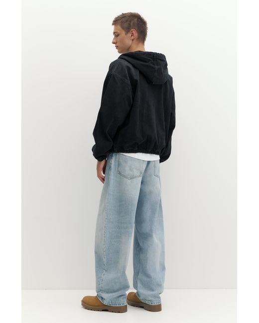 Pull&Bear Black Stwd Zip-Up Hooded Jacket for men