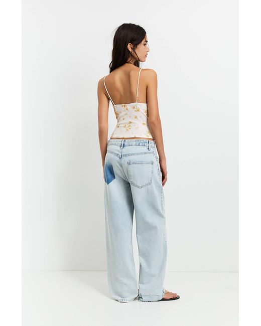 Pull&Bear White Gesmoktes Top Mit Blumenprint