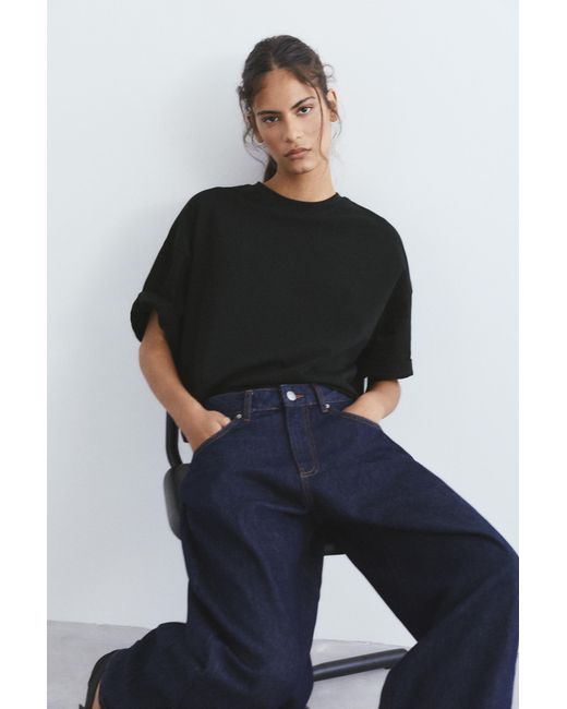 Pull&Bear Black Boxy Short Sleeve T-Shirt