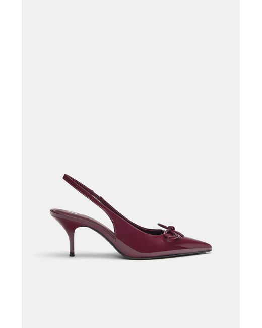 Pull&Bear Red Patent High-Heel Shoes With Bow