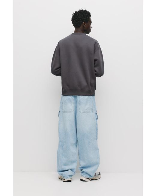 Pull&Bear Blue Basic Round Neck Sweatshirt for men