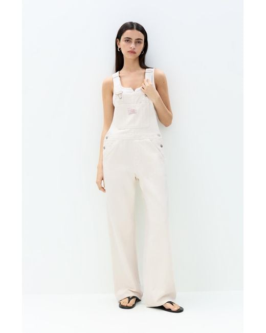 Pull&Bear White Sardine Denim Dungarees