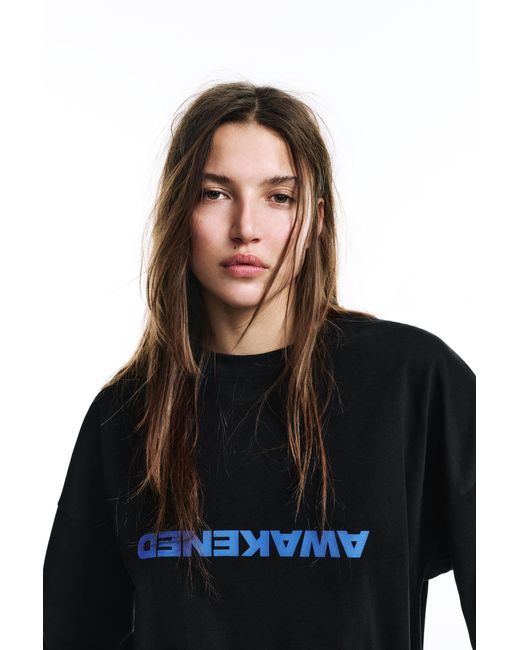 Pull&Bear Black City Graphic T-Shirt