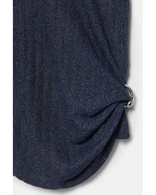 Pull&Bear Blue Hooded Eyelet Top Karoline Vitto