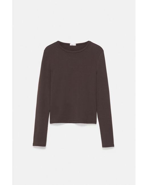 Pull&Bear Black Fitted Long Sleeve T-Shirt