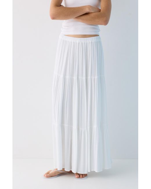 Pull&Bear Blue Flowy Paneled Midi Skirt