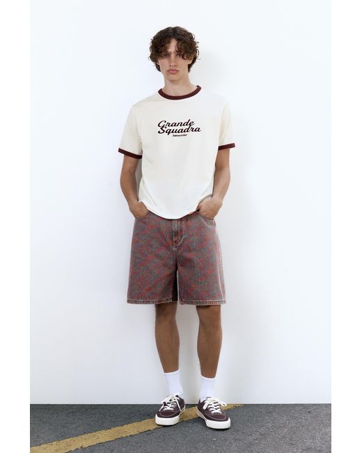 Pull&Bear Brown Grande Squadra Short Sleeve T-Shirt for men