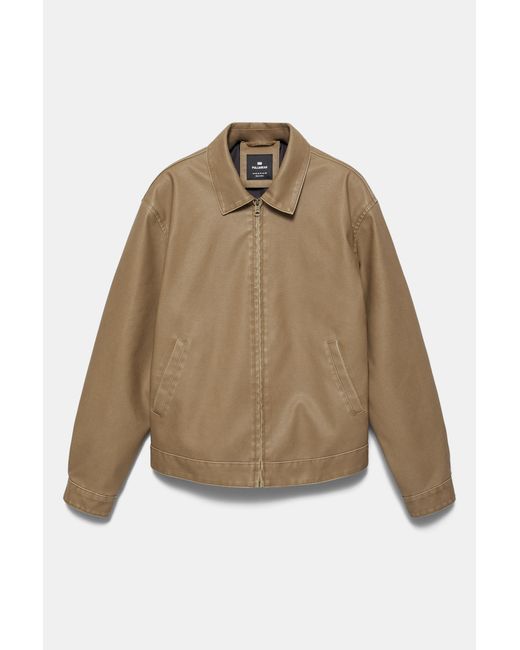 Pull&Bear Natural Washed Faux Leather Jacket for men