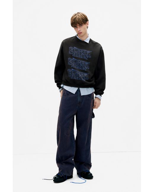 Pull&Bear Stranger Things Sweater in het Blue voor heren