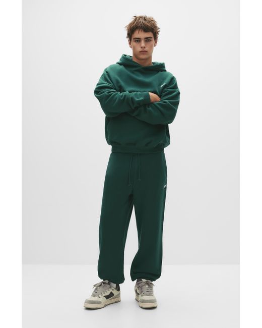 Pull&Bear Green Stwd Tracksuit Bottoms for men