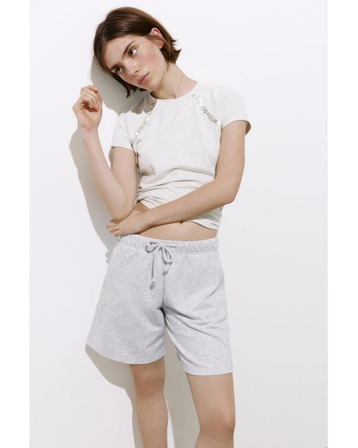 Pull&Bear Bermuda Met Elastische Tailleband in het White
