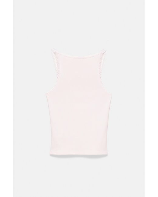 Canotta Con Pizzo di Pull&Bear in White