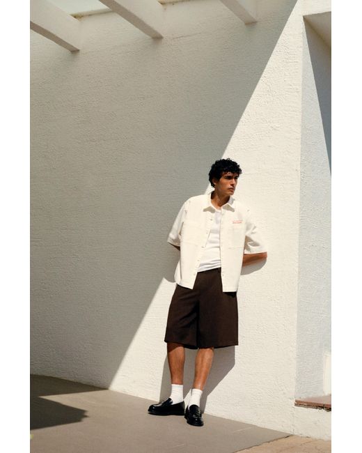 Pull&Bear Natural Smart Bermuda Shorts With Pleats for men