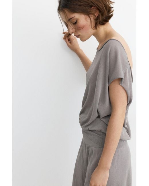 Pull&Bear Top Met Elastische Taille in het Gray