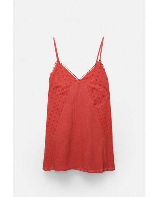Pull&Bear Red Short Patchwork Dress With Embroidery