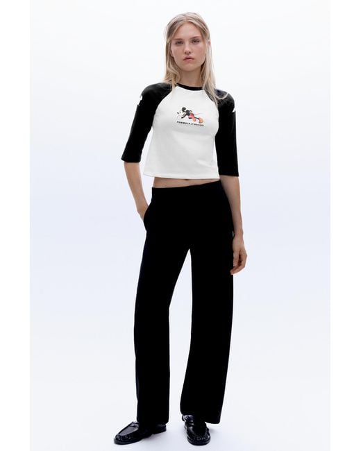 Pull&Bear White Disney X F1 Graphic Raglan T-Shirt