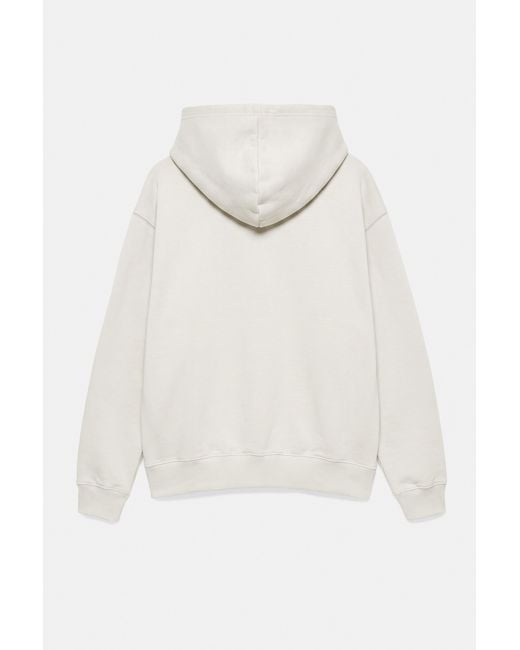 Felpa Basic Con Cappuccio di Pull&Bear in White da Uomo