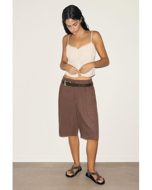 Pull&Bear Blue Rustic Darted Bermuda Shorts