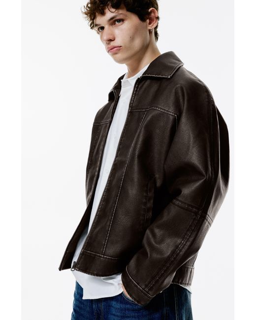 Pull&Bear Black Leather Effect Jacket for men
