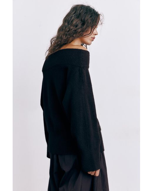 Pull&Bear Black Soft Knit Bardot Jumper