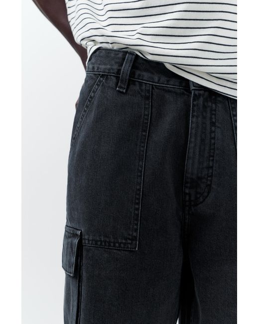 Pull&Bear Gray Baggy Cargo Bermuda Shorts for men