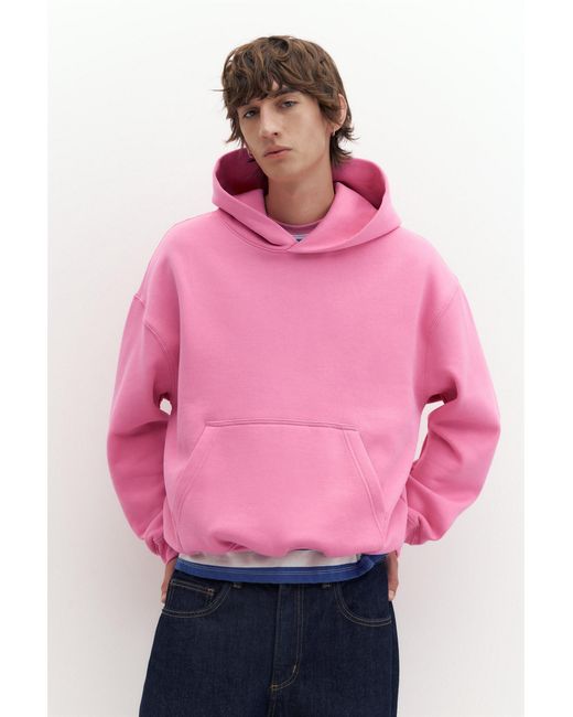 Pull&Bear Pink Boxy Hoodie for men