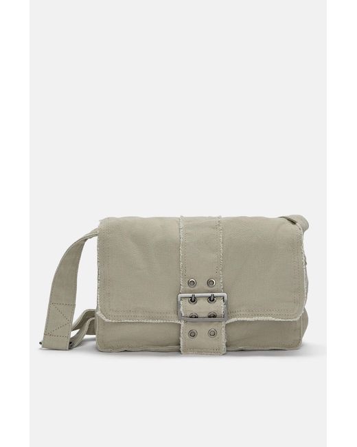 Pull&Bear Natural Canvas Crossbody Bag With Buckle