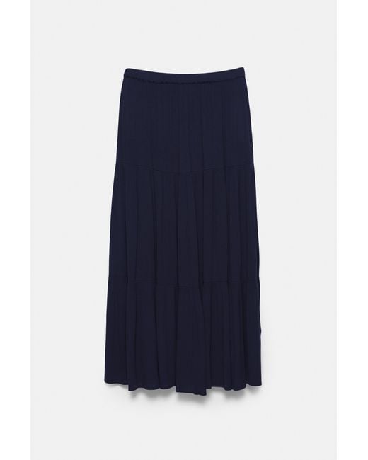 Pull&Bear Blue Flowy Paneled Midi Skirt