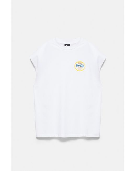 Pull&Bear Gray Boxy-Fit Graphic Tank Top for men