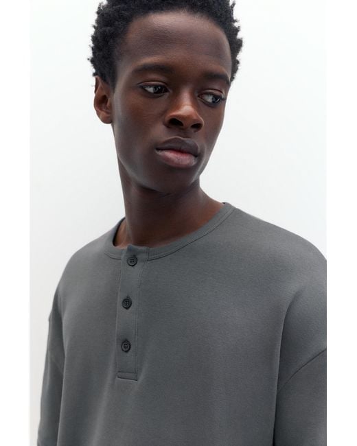 Pull&Bear Basic Henley-T-Shirt in Gray für Herren