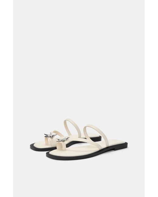 Pull&Bear Blue Embellished Flat Sandals