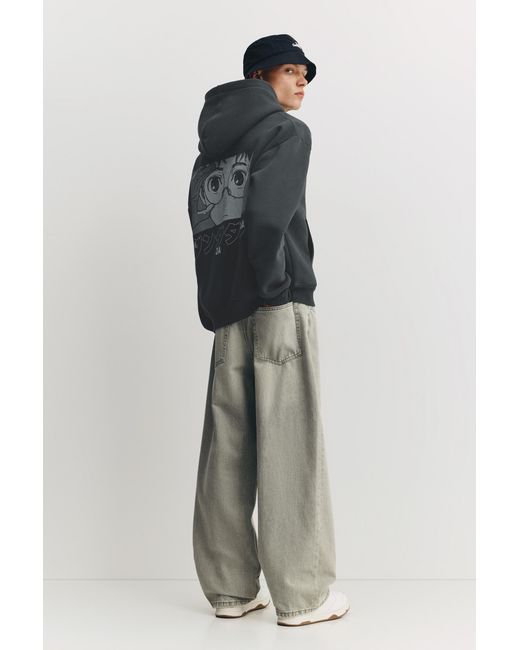 Pull&Bear Black Dan Da Dan Zip-Up Hoodie for men