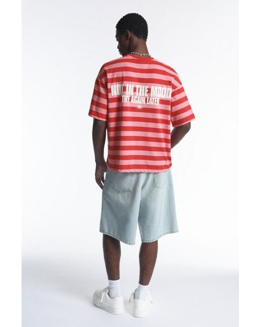 Pull&Bear Red Striped Stwd T-Shirt for men