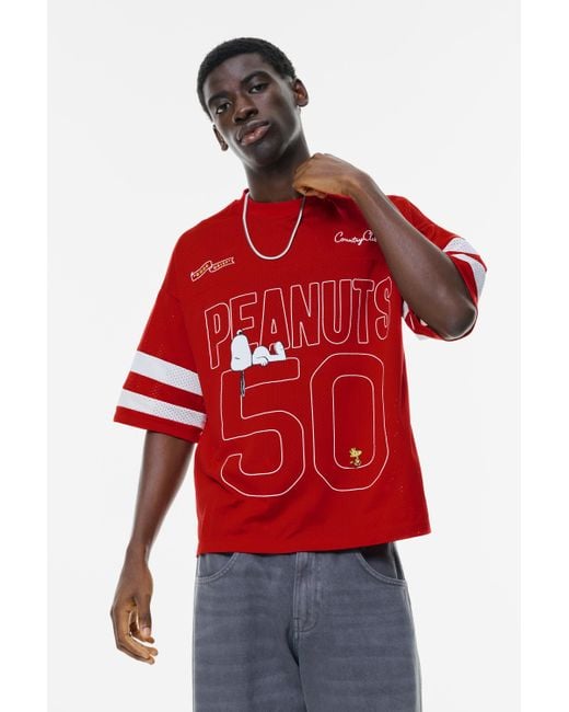 Pull&Bear Red Snoopy Mesh T-Shirt for men