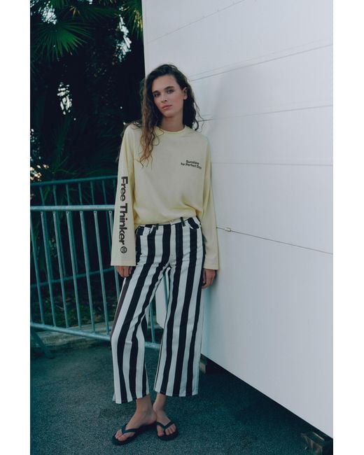 Pull&Bear Yellow Oversize Sun Graphic T-Shirt