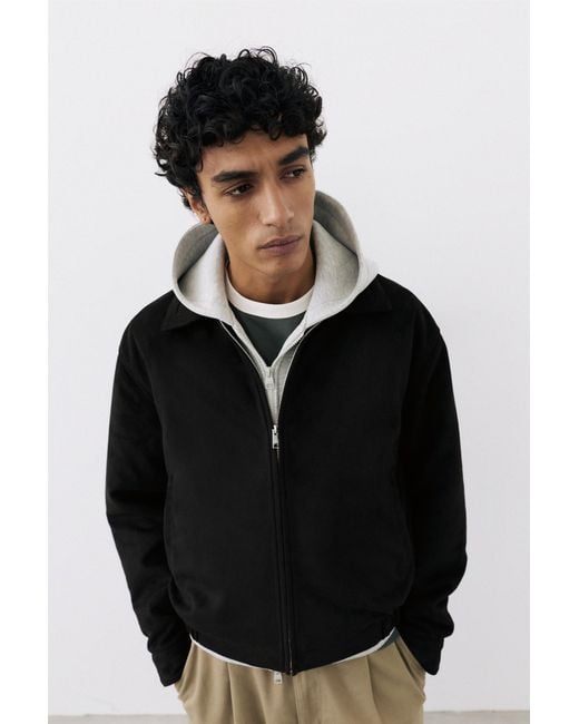 Pull&Bear Black Faux Suede Jacket for men