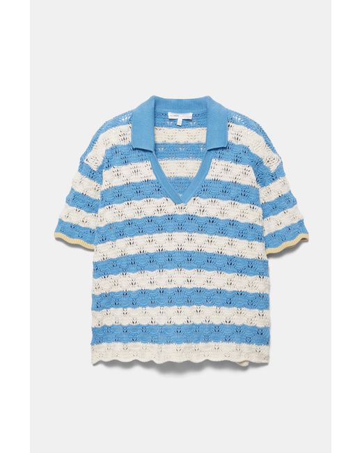 Polo Crochet Rayures Pull&Bear en coloris Blue