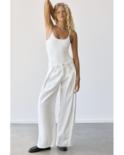 Pull&Bear White Thin-Strap Polyamide Bodysuit