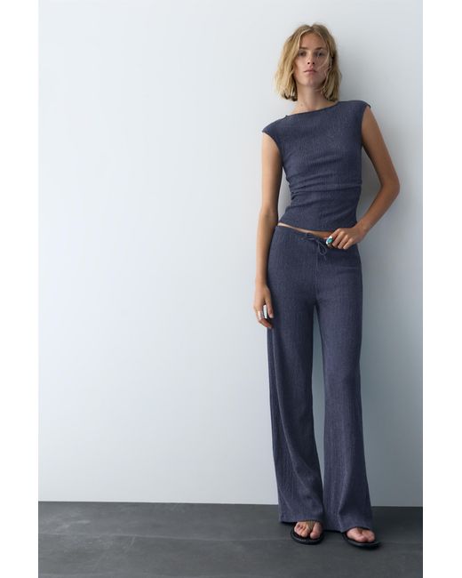 Pull&Bear Blue Crepe Top