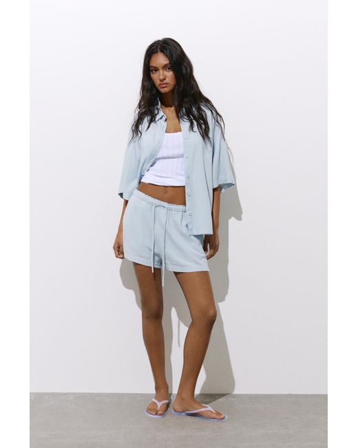 Pull&Bear Gray Linen Blend Shorts