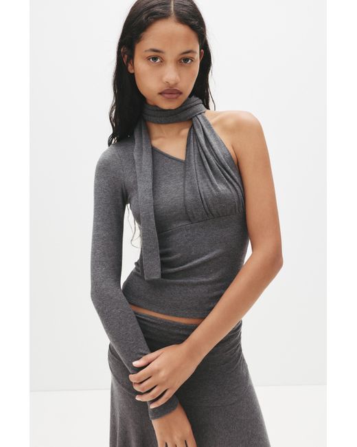 Pull&Bear Gray Soft Touch Asymmetric Top
