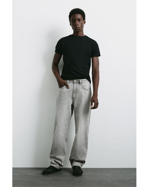 Pull&Bear Gray Baggy Jeans for men