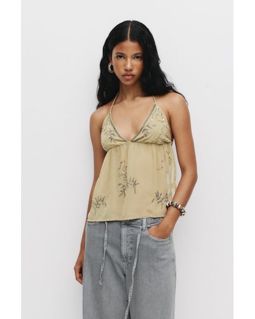Pull&Bear Green Open Back Strappy Top