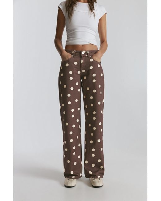 Pull&Bear Brown Polka Dot Jeans