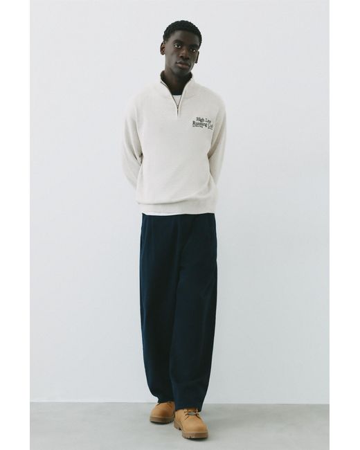 Sweat Col Zippé Brodé Pull&Bear pour homme en coloris White